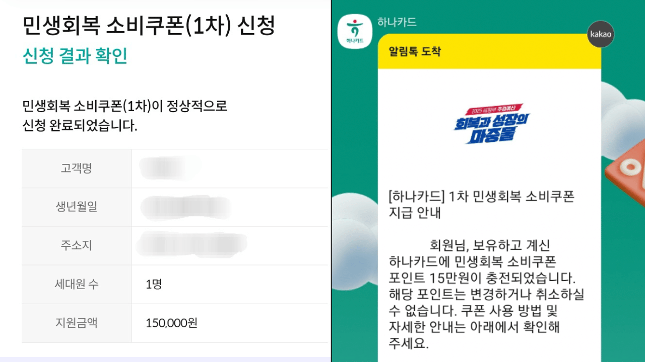민생회복 지원금 신청방법 - 체크카드 신청 완료 이미지 